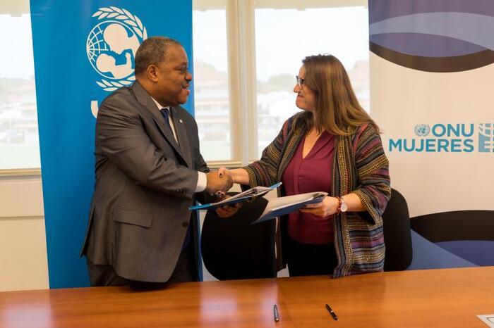 Garry Conille, UNICEF Regional Director for Latin America and the Caribbean and Cecilia Alemany, Deputy Regional Director and Officer in Charge of the UN Women Regional Office for the Americas and the Caribbean